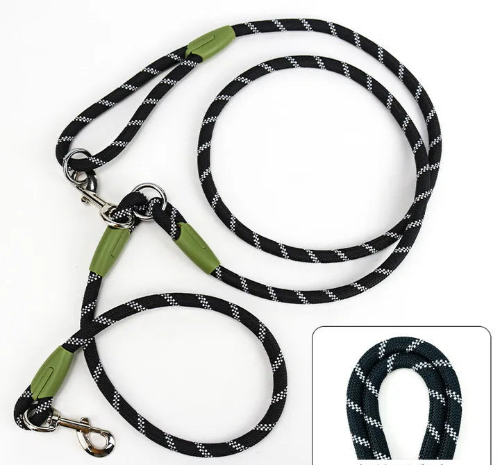 Pet owner jogging with reflective rope leash for dogs