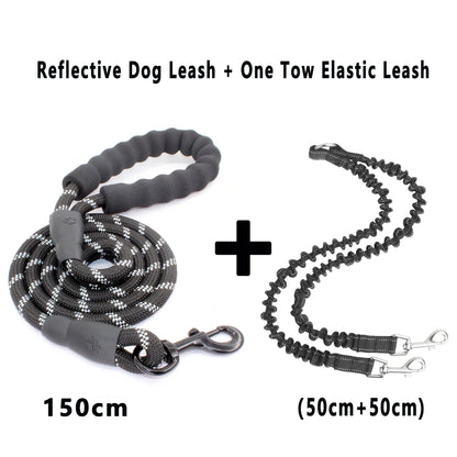 Double dog leash with 360 swivel no-tangle design