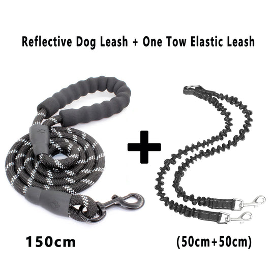 Double dog leash with 360 swivel no-tangle design