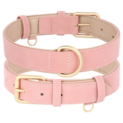 Soft Padded Dog Collar & Leash Set – Adjustable PU Leather Collar for Small, Medium & Large Dogs