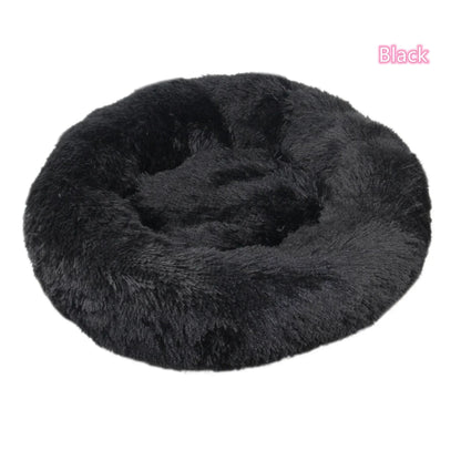 Long Plush Donut Pet Bed – Calming Cat & Dog Nest