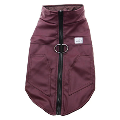 PU Leather Winter Dog Coat – Waterproof Jacket for Large Dogs