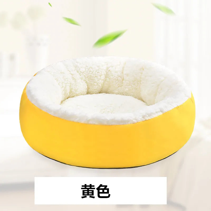 Round Plush Cat Bed – Cozy Cashmere-Style Nest for Cats & Small Pets
