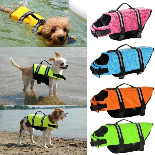 Dog Life Jacket with Reflective Strips – Adjustable Waterproof Pet Swim Vest for Small to Large Dogs