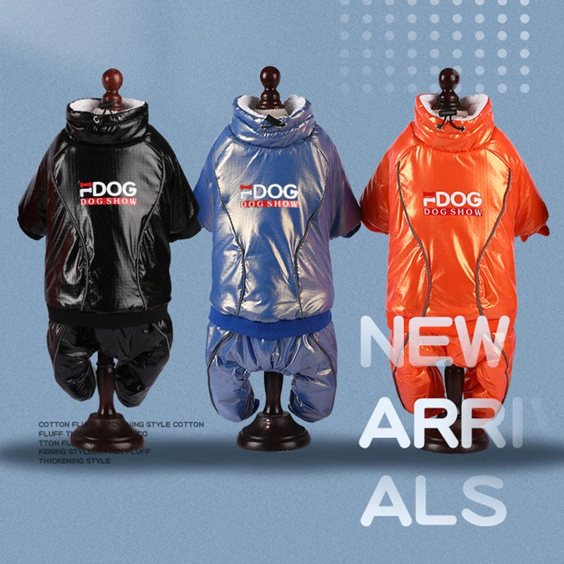 Black dog winter coat with sporty design