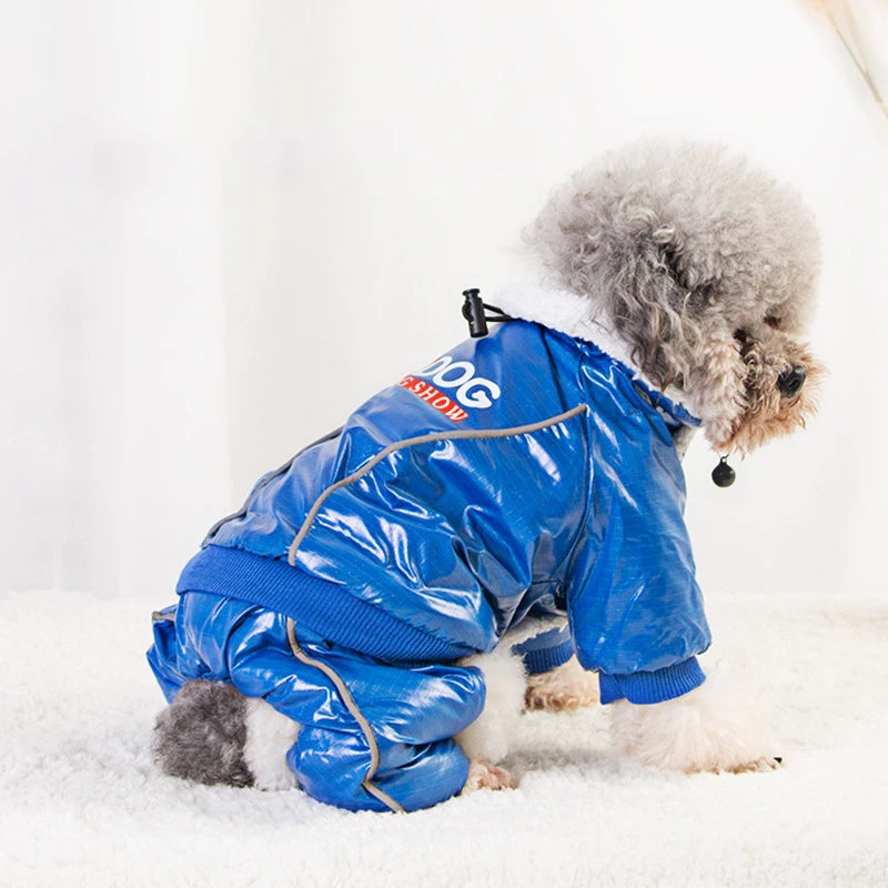 Orange waterproof padded jacket for small dog