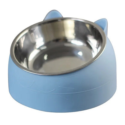 Stainless Steel Cat & Dog Bowl – Inclined, Spill-Proof Feeder