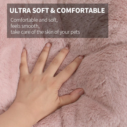 Brown coffee color dog bed mat – thick soft faux fur for winter comfort