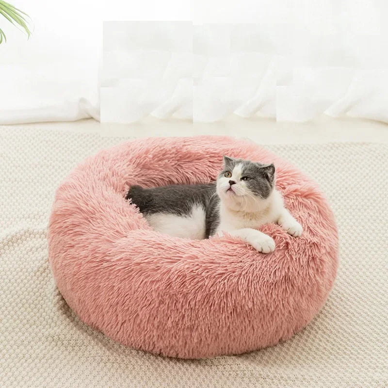 Donut Cat & Dog Bed – Soft Plush Nest for Pets