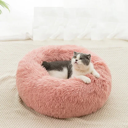 Donut Cat & Dog Bed – Soft Plush Nest for Pets