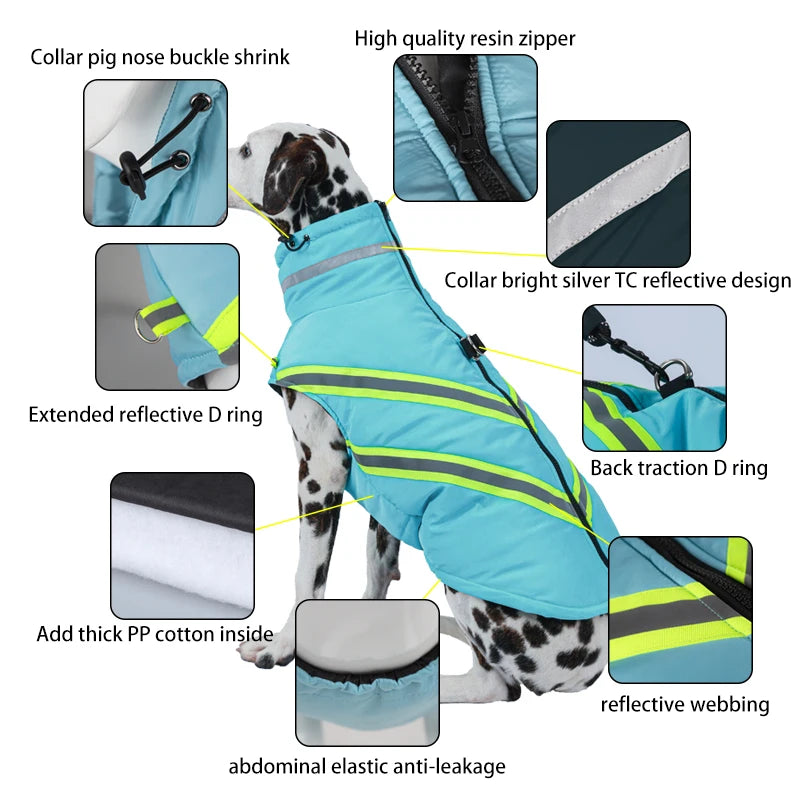 Winter Waterproof Dog Jacket – Warm Reflective Coat for Small & Large Dogs