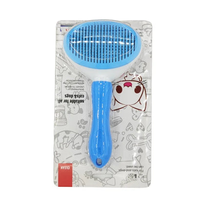 Self-Cleaning Pet Grooming Brush for Dogs & Cats – Slicker Comb with One-Click Hair Removal, Anti-Slip Handle, and Gentle Stainless Steel Bristles