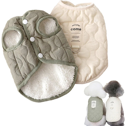 Beige cotton winter dog vest – flat lay
