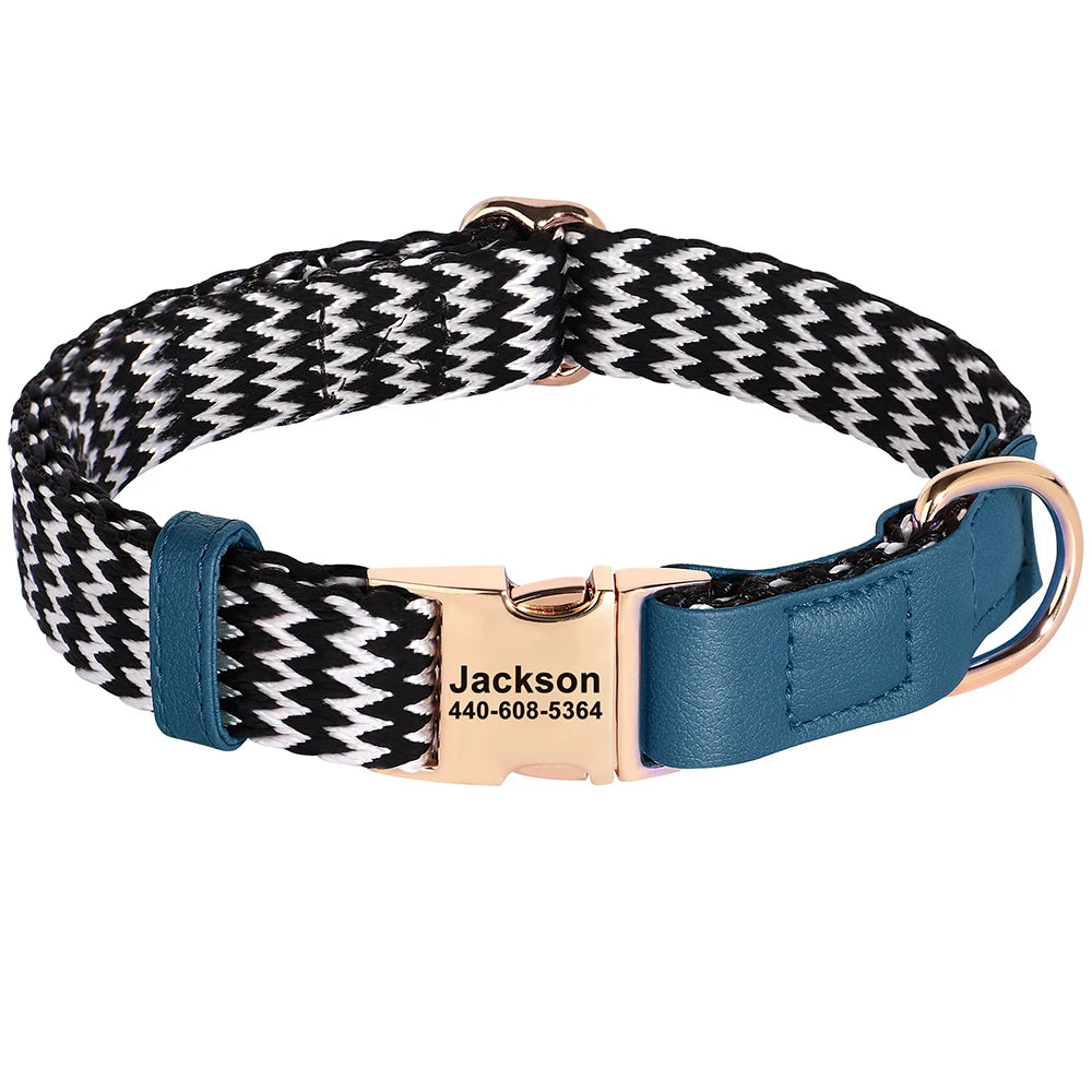Custom Nylon Dog Collar – Durable PU Leather with ID Tag