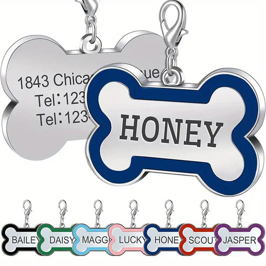 Custom engraved metal dog ID tag
