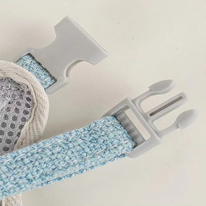 Cat wearing lightweight teddy harness with leash