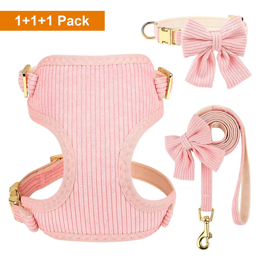 3PCS Dog Harness, Collar & Leash Set – Soft & Adjustable