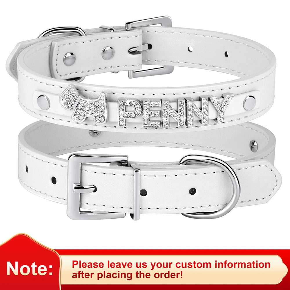 Personalized Dog Collar with Name & Leash – Custom Bling