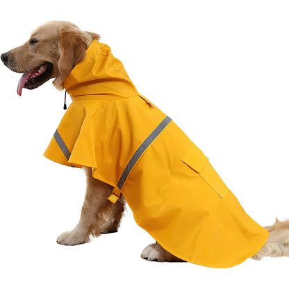 Yellow waterproof dog raincoat with hood