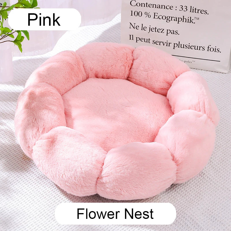 Round Plush Pet Bed for Cats & Dogs