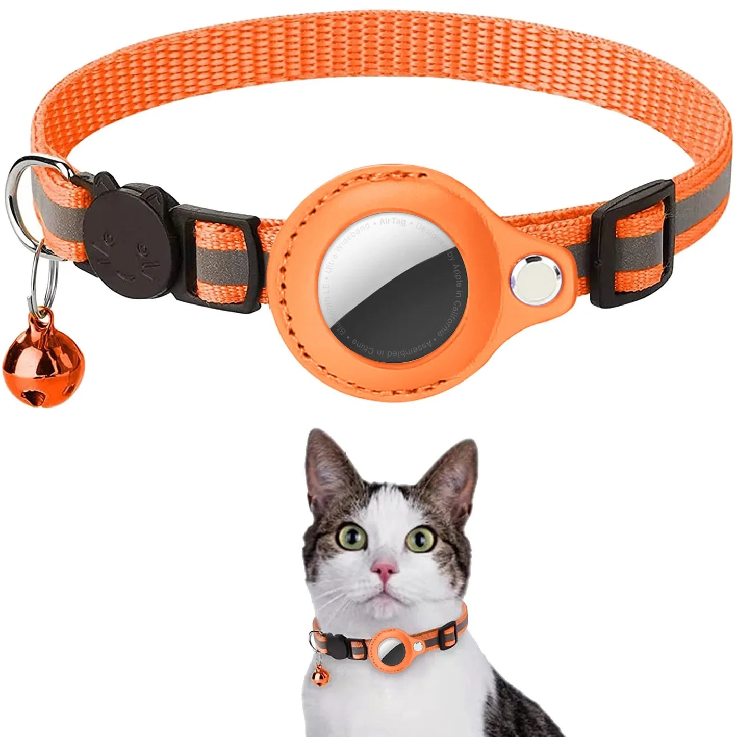 Cat Collar with AirTag Holder – Reflective & Breakaway