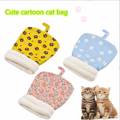 Cat inside warm plush sleeping bag bed
