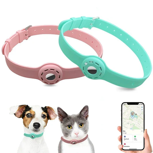 silicone pet collar with airtag holder