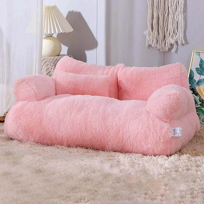 Pink luxury sofa bed for cats with soft cushion