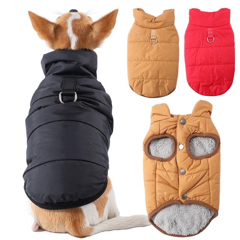 Red windproof dog jacket for small dogs