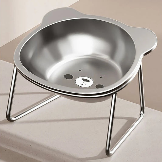 Stainless steel elevated cat bowl with raised stand