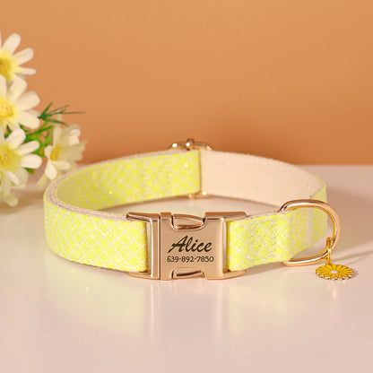 Custom Nylon Dog Collar with Engraved Name Tag – Adjustable & Personalized