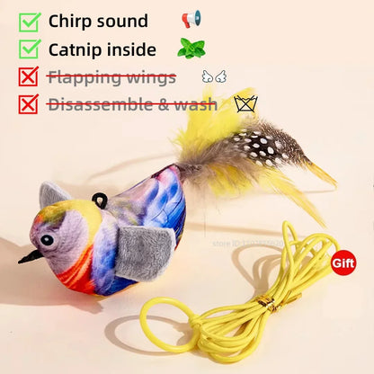 Rechargeable Cat Toy Bird – Flapping Wings, Chirping Sound & Catnip Pocket