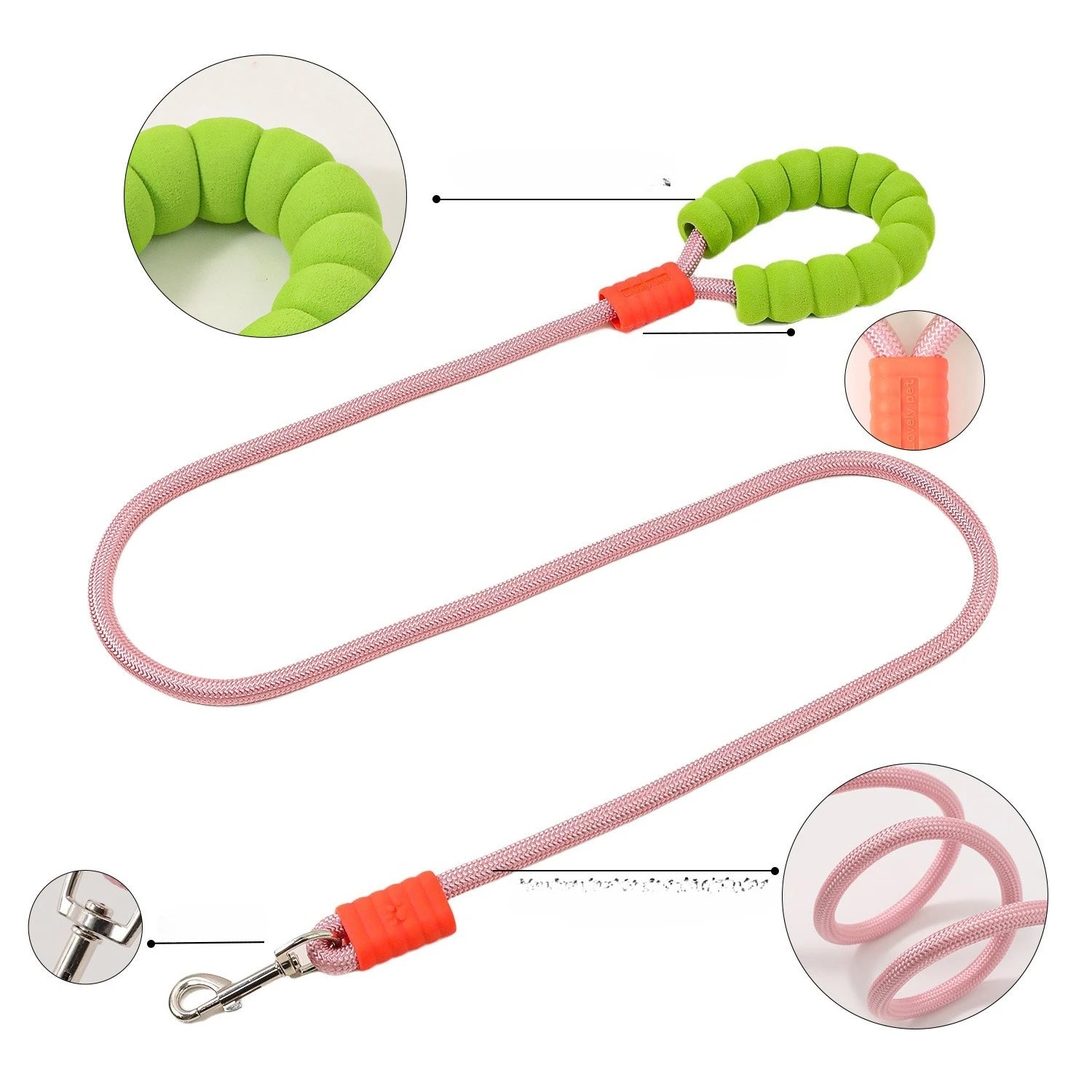 Durable nylon dog harness and leash in blue and pink