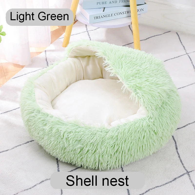 Round Plush Pet Bed for Cats & Dogs