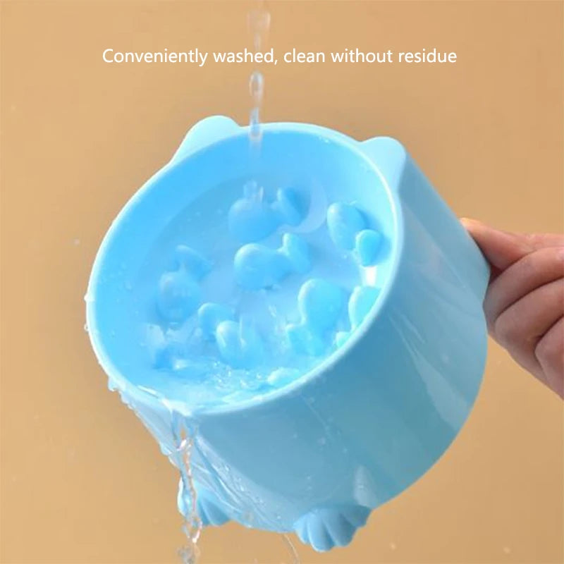 Size chart and product details for slow feeder bowls