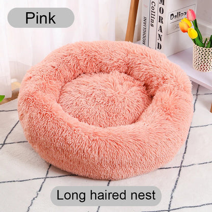 Round Plush Pet Bed for Cats & Dogs