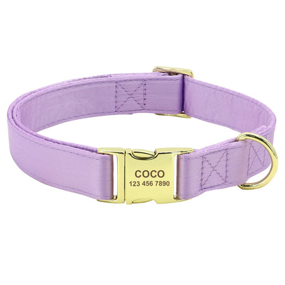 Personalized Dog Collar with Bowknot & Flower – Engraved Name Tag, Adjustable for Small, Medium & Large Dogs