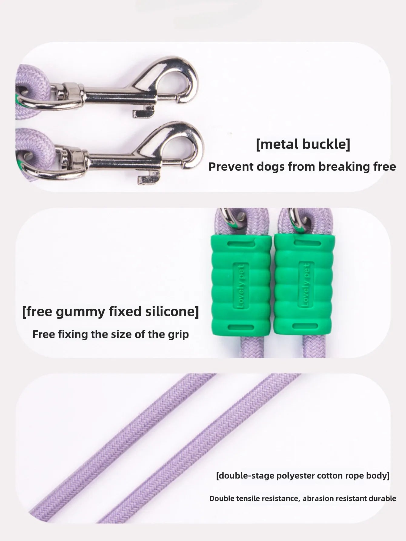 1.5m Pet Double Leash – Durable 2 Way Coupler Rope