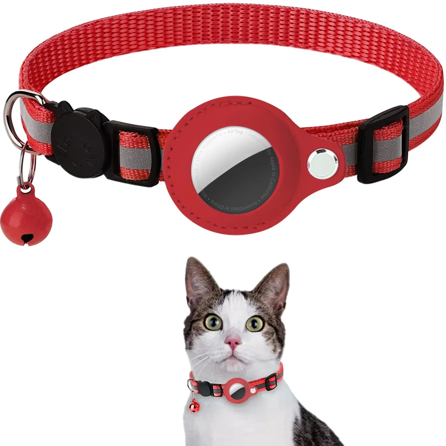 Cat Collar with AirTag Holder – Reflective & Breakaway