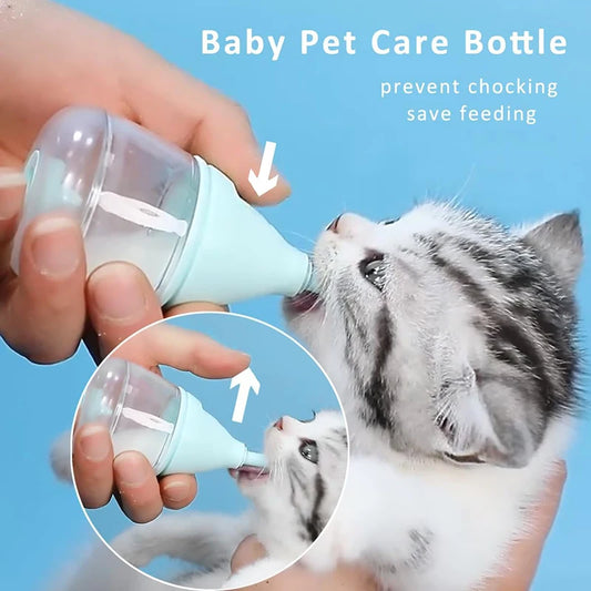 Anti-Choking Pet Nursing Bottle for Puppies & Kittens – Soft Silicone Feeding Tool with Scale Mark & Leakproof Cap
