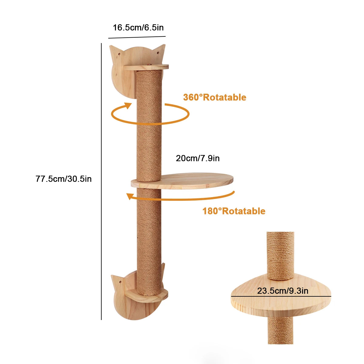 Wall-Mounted Cat Climbing Shelves – Wooden Cat Tree with Platforms, Ladders & Hammocks