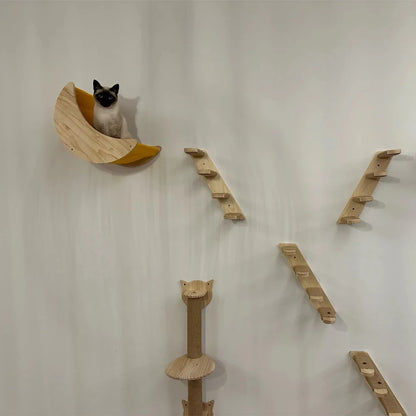 Durable wooden cat climbing set – modular and space-saving design