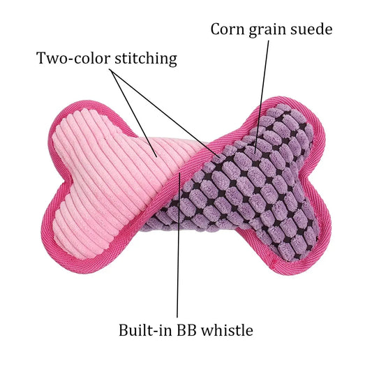 Blue plush bone chew toy for dogs – soft fleece material