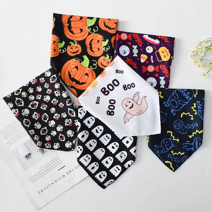 Dog with spider web printed Halloween drool bib