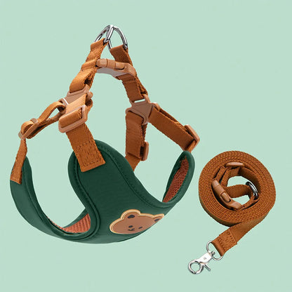 Breathable Dog Harness & Leash Set – Adjustable Vest for Small & Medium Pets