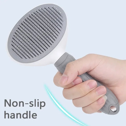 Self-Cleaning Pet Grooming Brush for Dogs & Cats – Slicker Comb with One-Click Hair Removal, Anti-Slip Handle, and Gentle Stainless Steel Bristles