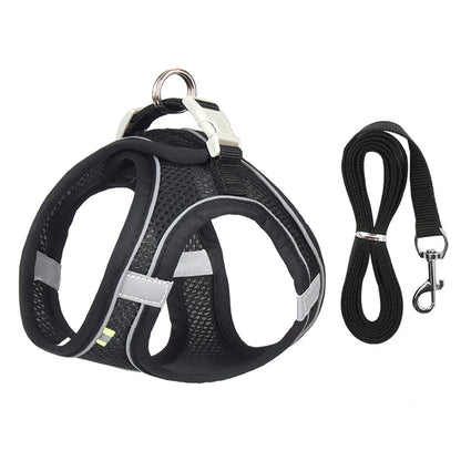 Adjustable No-Pull Dog Harness Set with Leash – Breathable Reflective Vest for Small Dogs and Cats