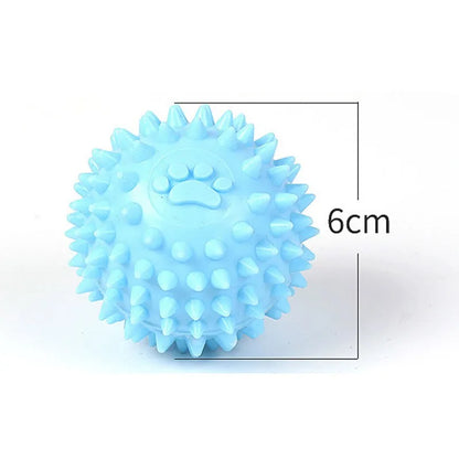 Dog Molar Chew Ball – Durable Spiky Rubber Ball for Pets, Tooth Cleaning Toy for Small & Large Dogs, Colorful Paw Design