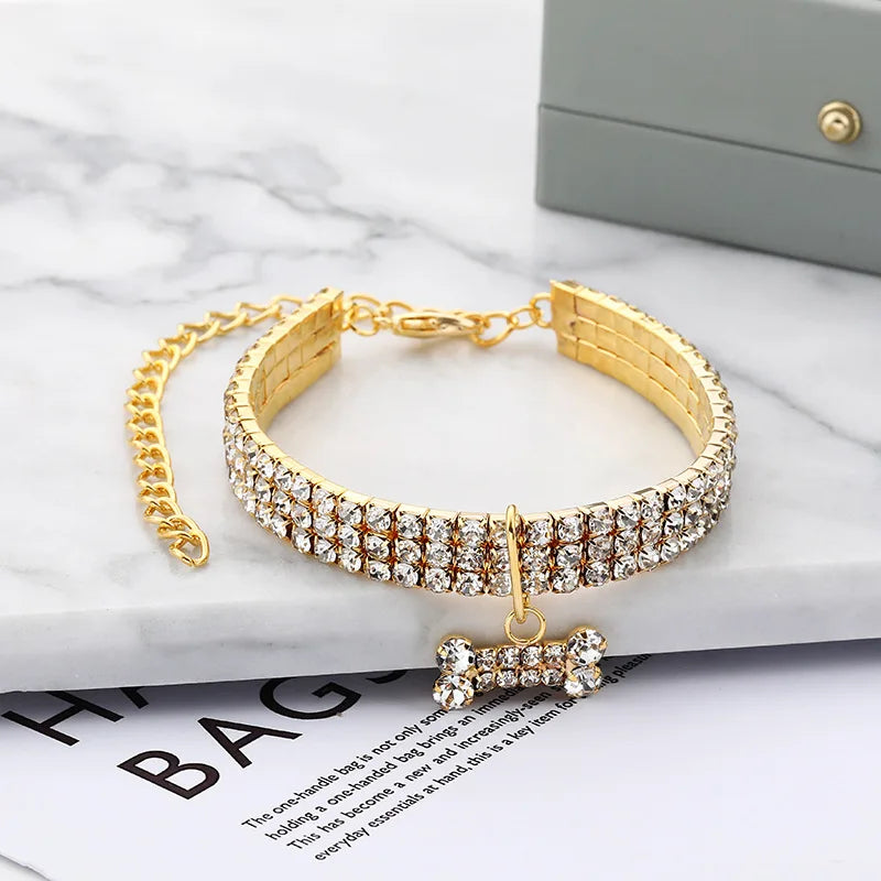 Elegant rhinestone dog collar for special occasions