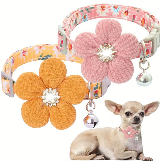 Small dog collar with flower design
